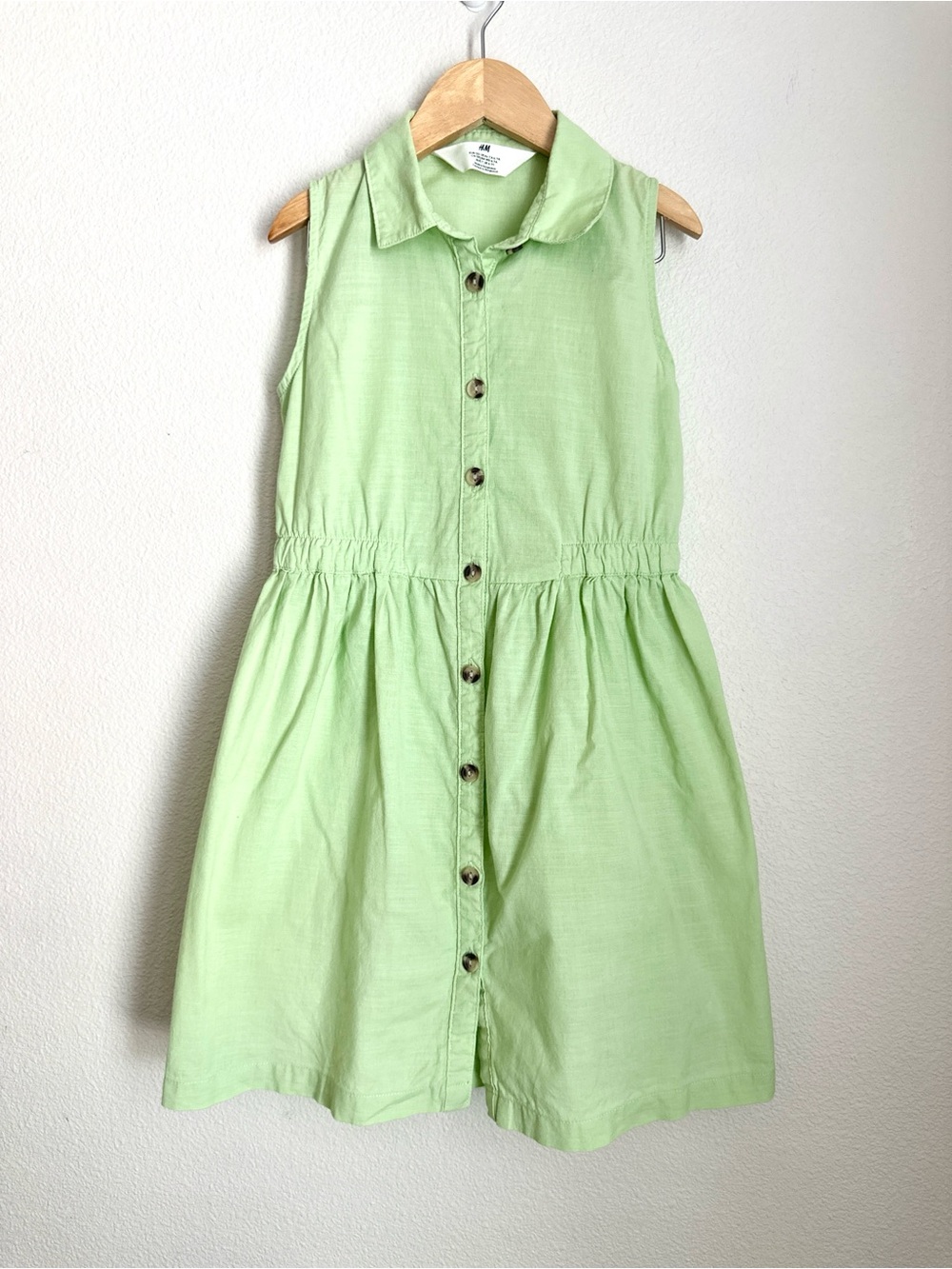 H&M Girl’s Lime Green Sleeveless Button-Front Dress Size 6X